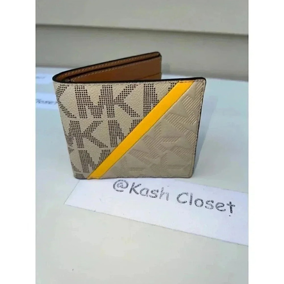 Michael Kors Cooper Mens Wallet Billfold Signature Chino - Picture 1 of 7